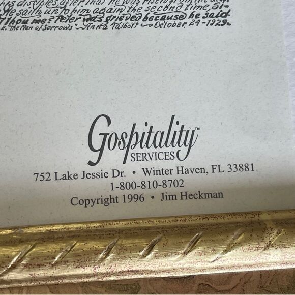 Rare Framed Man Of Sorrows Jesus Scripture Art Print Gold Framed Art 17” x 21.5” - Picture 8 of 14